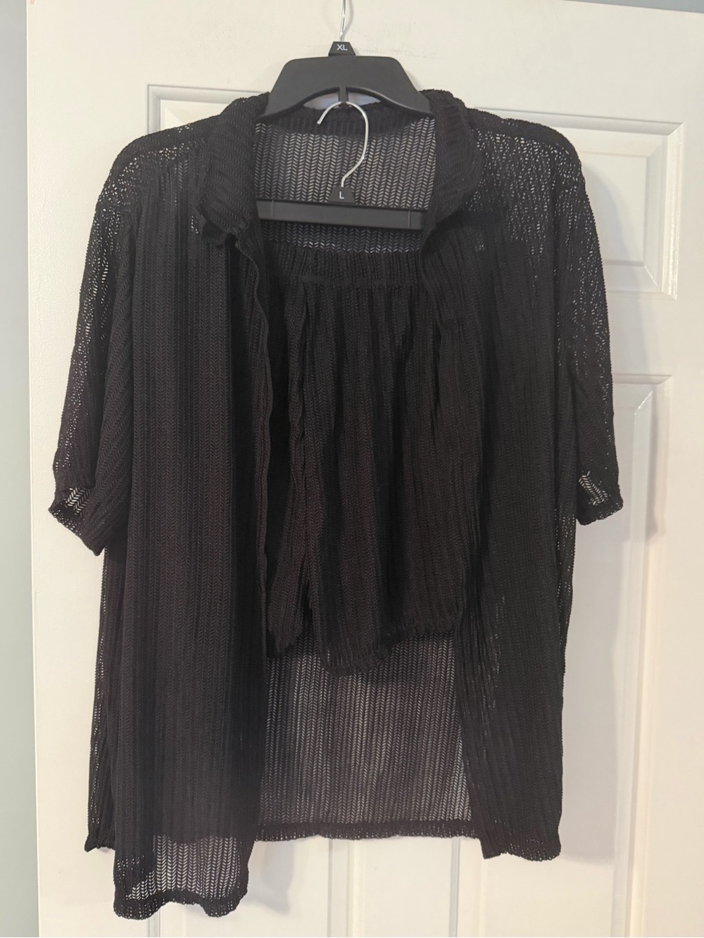 Black Sheer Open-Front Women's Swim Coverup - Unbranded